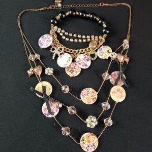 Betsey Johnson Tiered Necklace & Bracelet Set